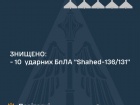 Ночью уничтожены все 10 "шахедов"; нанесен ракетный удар по Харькову