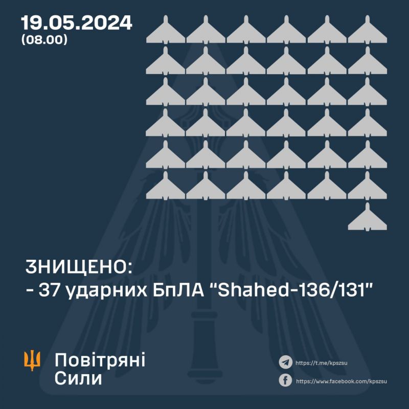 Ночью уничтожены все 37 "шахедов" - фото