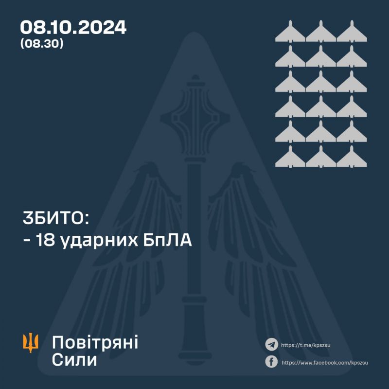 Сбито 18/19 «шахедов», еще один вернулся на россию - фото