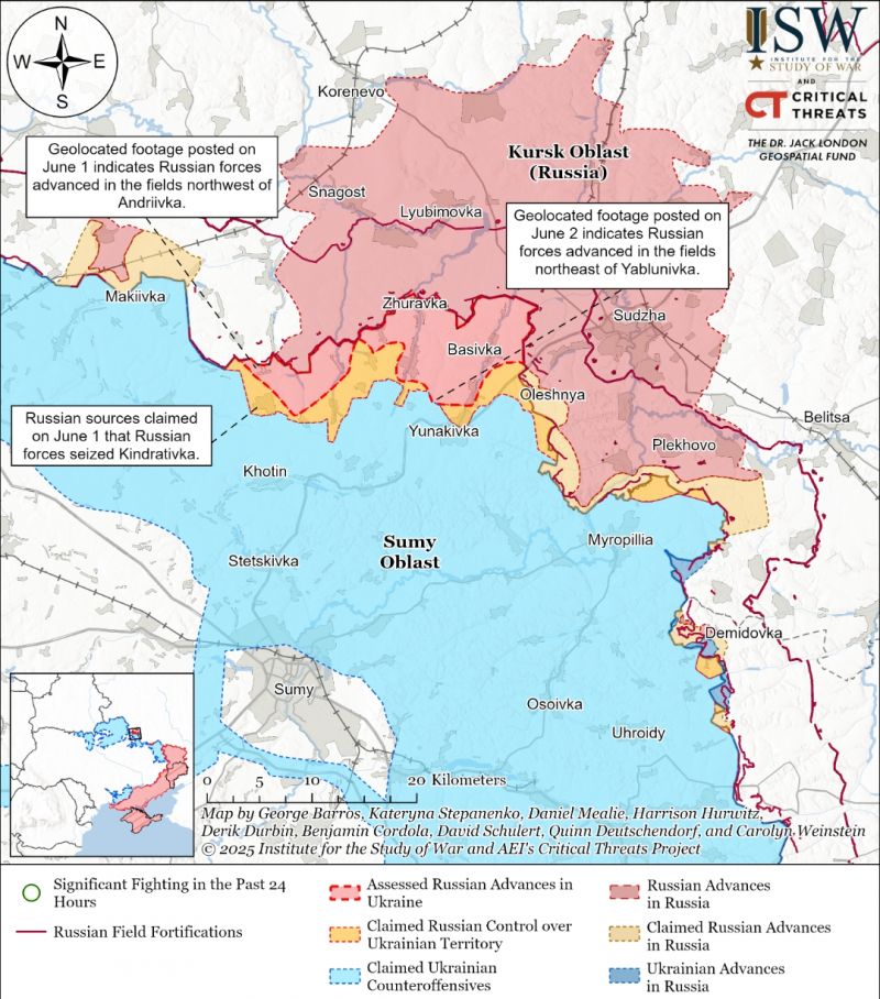 ISW: российские войска пытаются расширить линию фронта на севере Сумщины - фото
