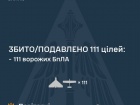 Ночью над Украиной сбито/подавлено 111 вражеских БПЛА